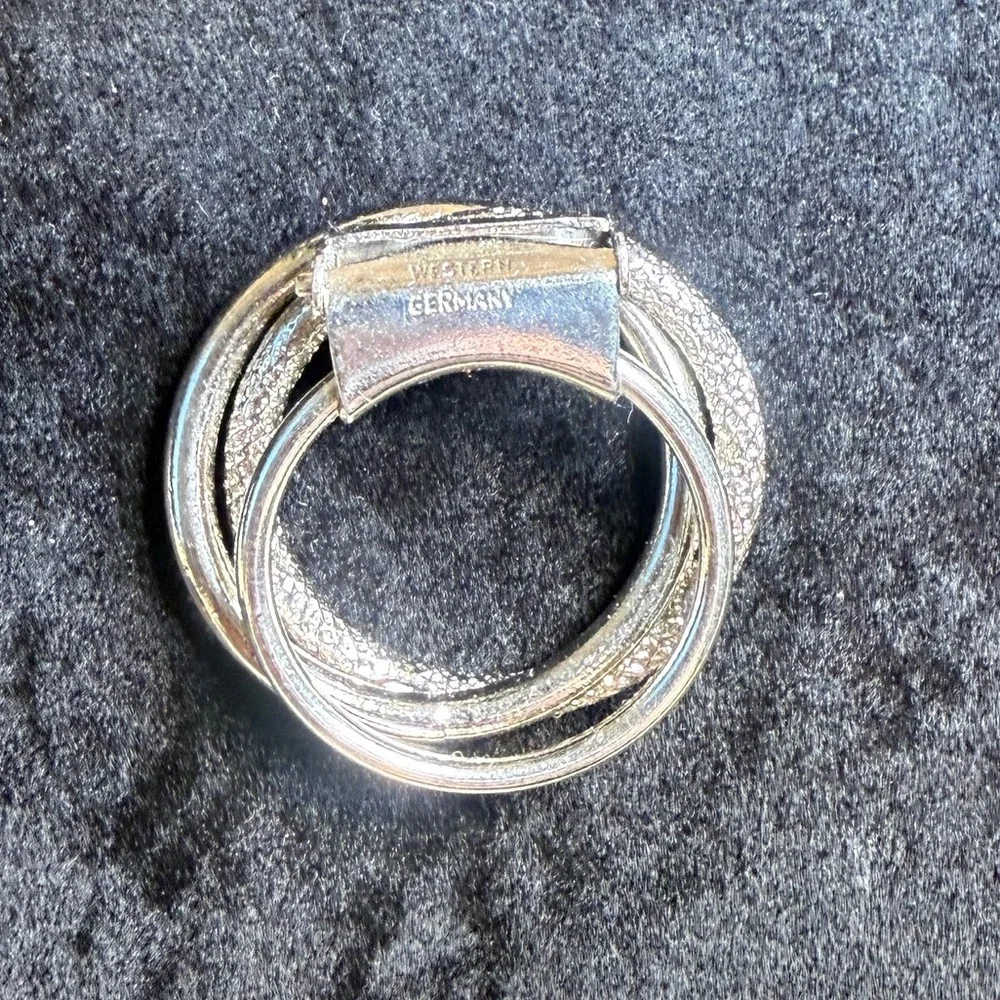 Vintage West Germany Gold Tone Scarf Clip Double Circle Textured